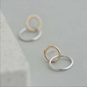 𝅺🎉hp🎉new Gold/Sterling Silver Double Circle Earrings